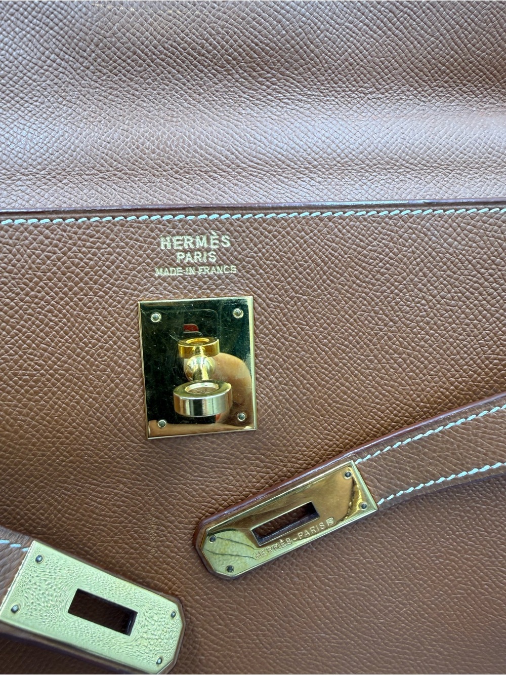 Hermes Kelly 35 Togo Gold Leather Top-Handle Satchel with Gold Hardware - Picture 8 of 16
